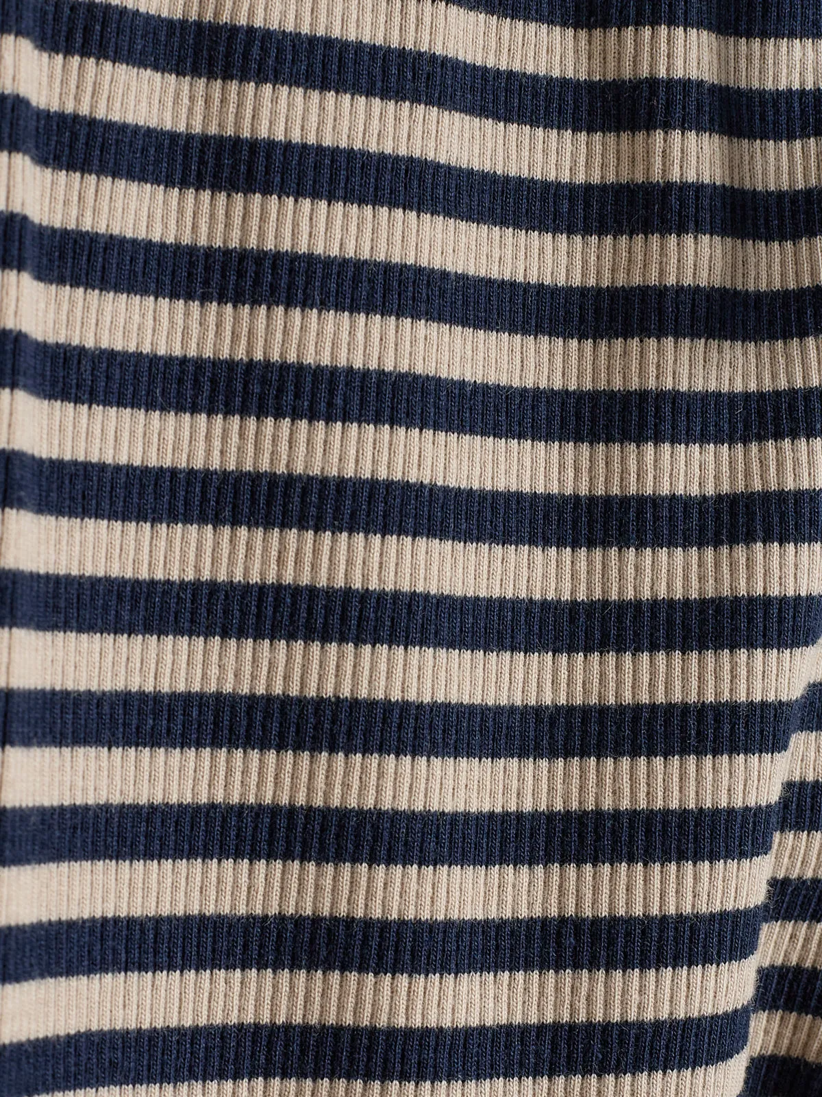 Striped Basic Rib Trousers - Kids - Navy/Beige