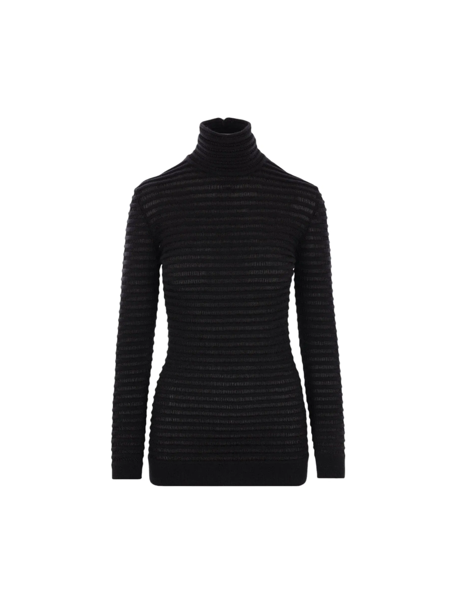 Striped Wool Turtleneck Top