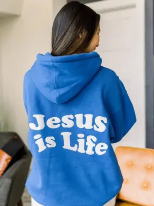 SXV  'Jesus is life’ Printed Cool Aesthetic Sweatshirt Hoodie