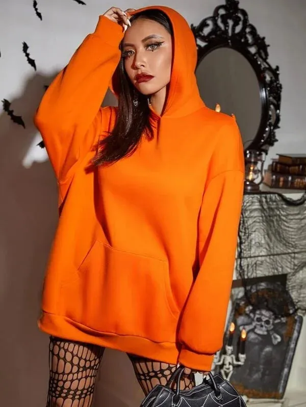 SXV Plain 'Orange' Solid Cool Aesthetic Sweatshirt Hoodie