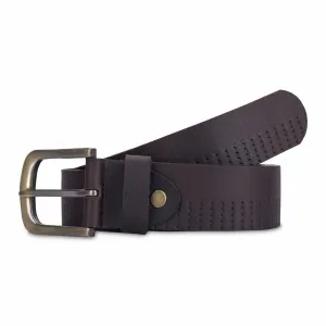 THE CLOWNFISH Men's Genuine Leather Belt with Textured Design - Chocolate Brown (Size -40 inches)