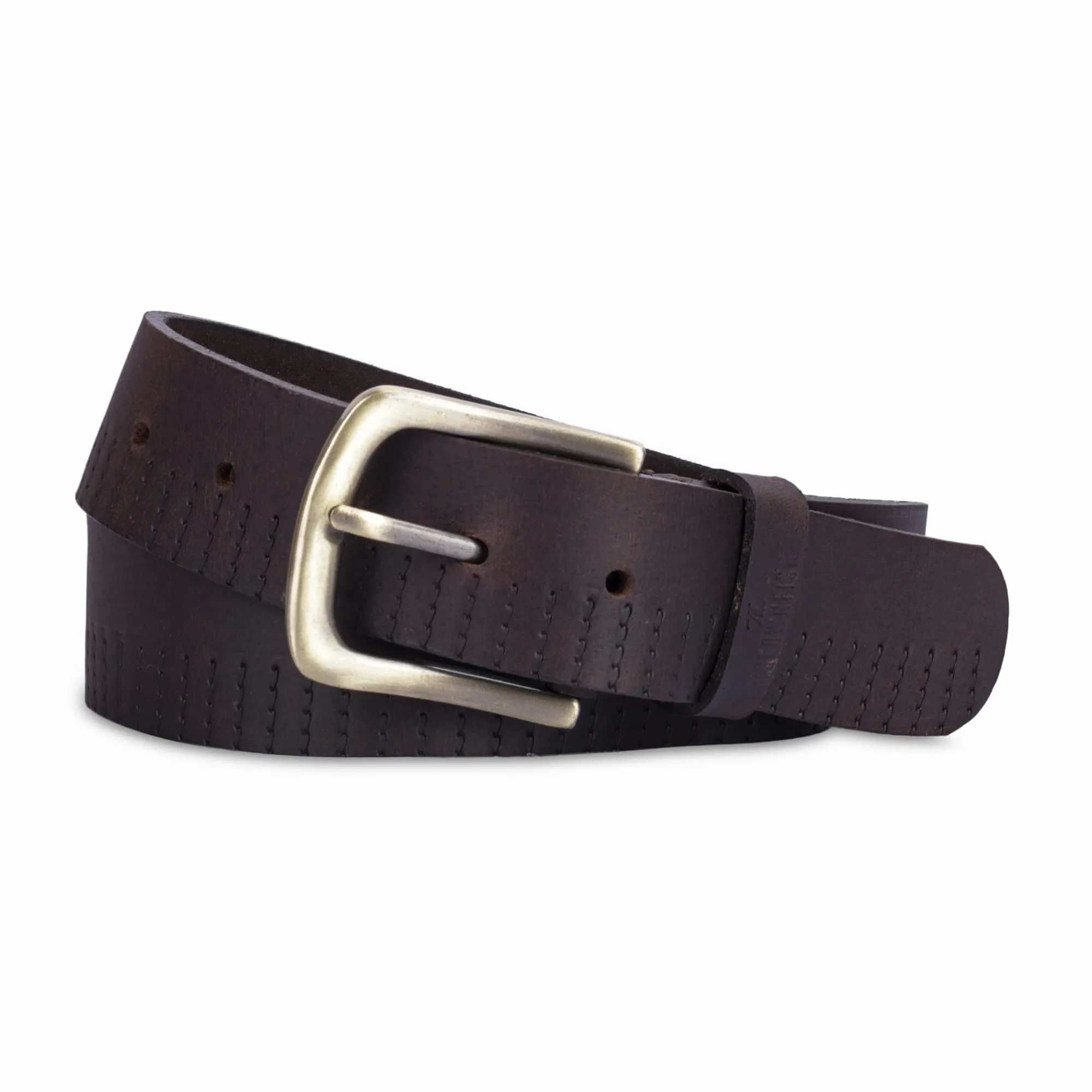 THE CLOWNFISH Men's Genuine Leather Belt with Textured Design - Chocolate Brown (Size -40 inches)