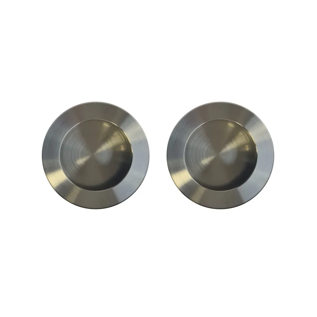 Three Pairs of Anniston 50mm Sliding Door Round Flush Pulls - Satin Stainless Steel