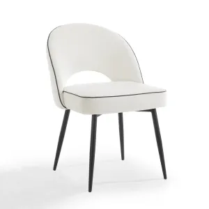 Tiago Velvet Dining Chair Set of 2, Ivory