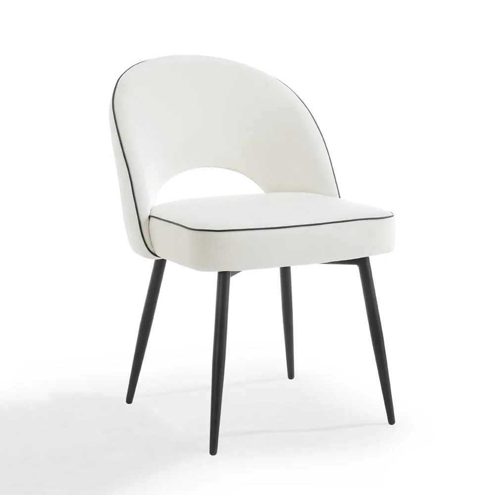 Tiago Velvet Dining Chair Set of 2, Ivory