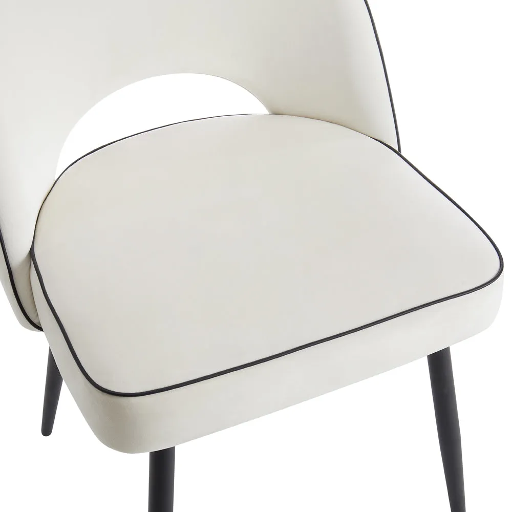 Tiago Velvet Dining Chair Set of 2, Ivory