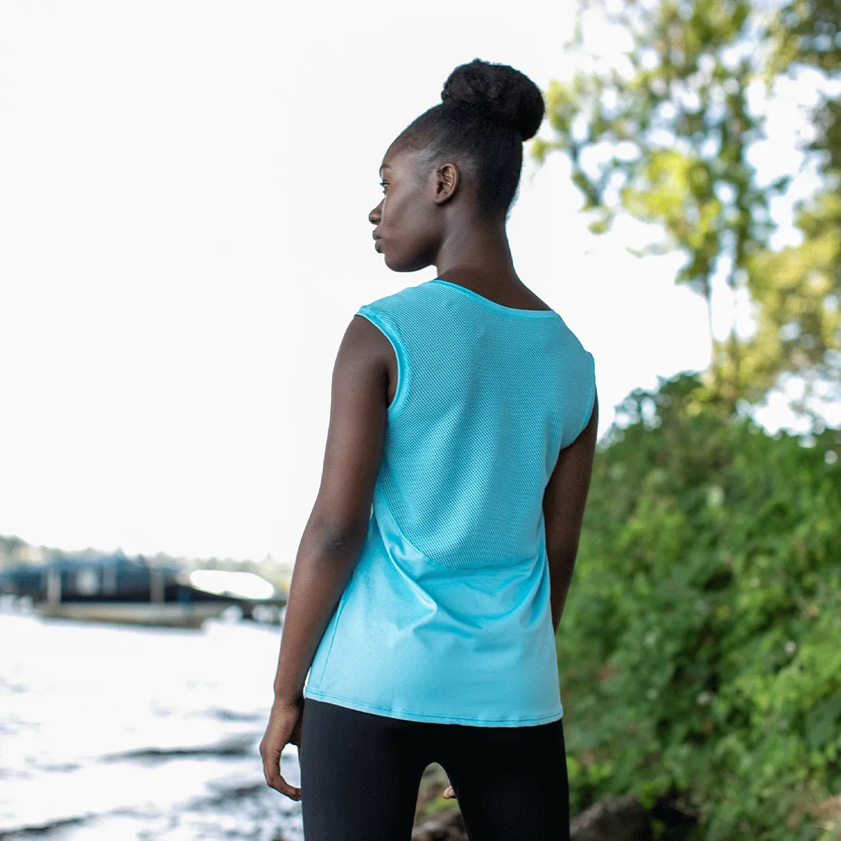 Turquoise Mesh Back Tank