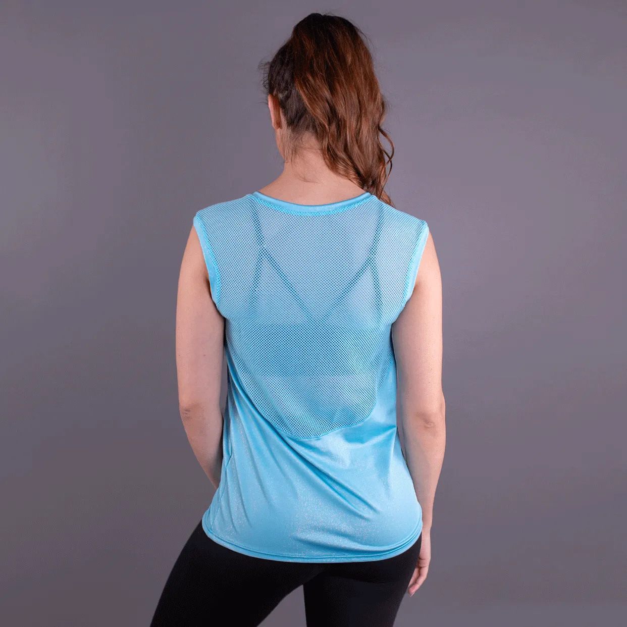 Turquoise Mesh Back Tank