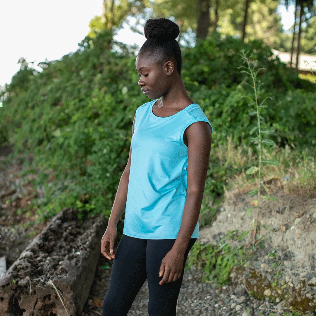 Turquoise Mesh Back Tank