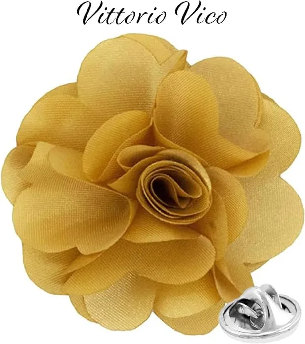 Vittorio Vico Unisex Satin Solid Flower Lapel Pin