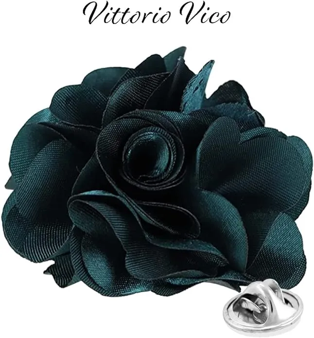 Vittorio Vico Unisex Satin Solid Flower Lapel Pin