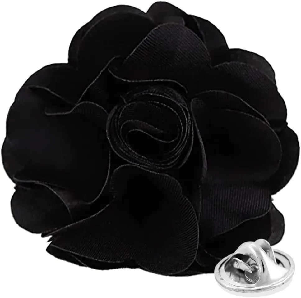 Vittorio Vico Unisex Satin Solid Flower Lapel Pin