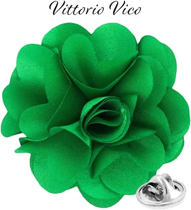 Vittorio Vico Unisex Satin Solid Flower Lapel Pin