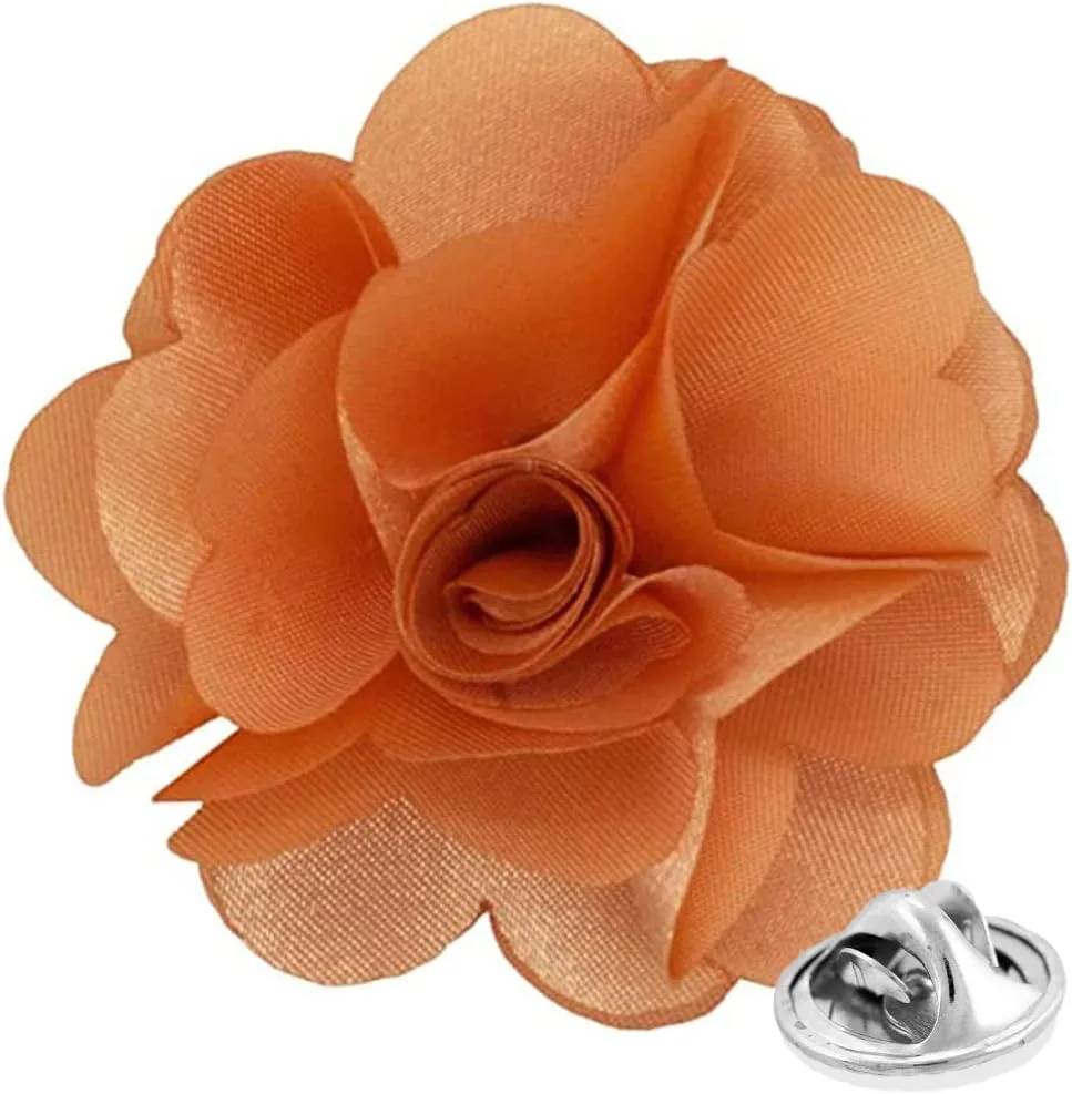 Vittorio Vico Unisex Satin Solid Flower Lapel Pin