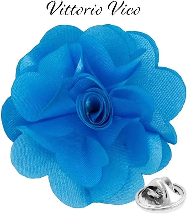 Vittorio Vico Unisex Satin Solid Flower Lapel Pin