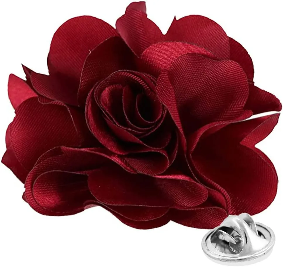 Vittorio Vico Unisex Satin Solid Flower Lapel Pin