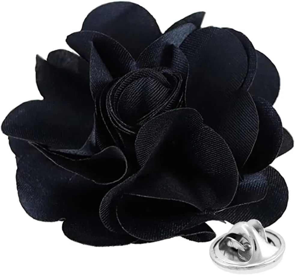 Vittorio Vico Unisex Satin Solid Flower Lapel Pin