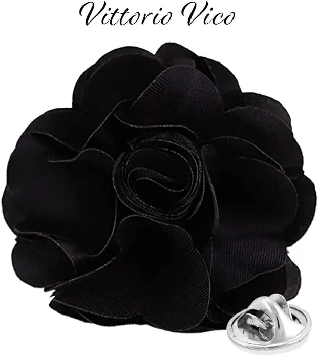 Vittorio Vico Unisex Satin Solid Flower Lapel Pin