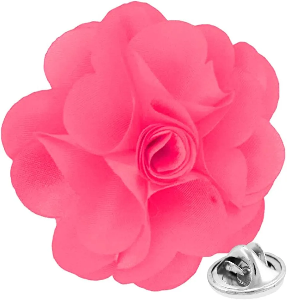 Vittorio Vico Unisex Satin Solid Flower Lapel Pin