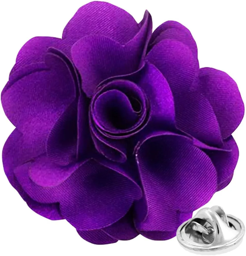 Vittorio Vico Unisex Satin Solid Flower Lapel Pin