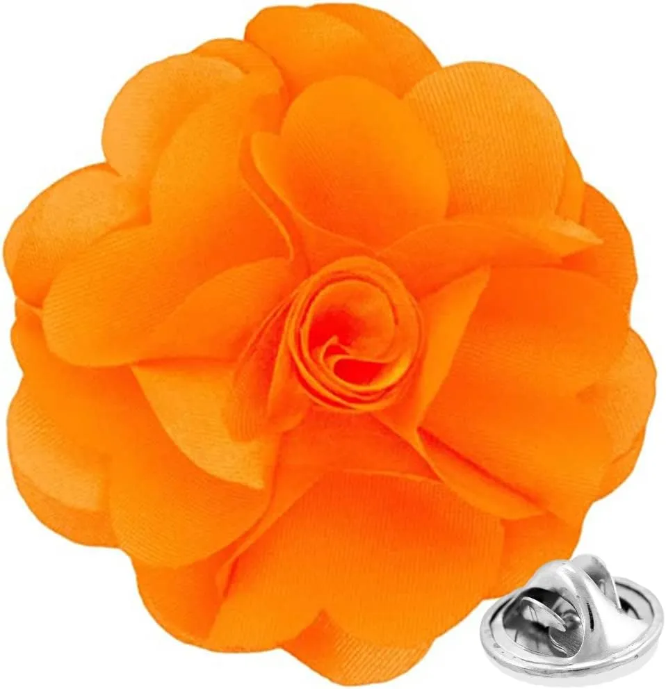 Vittorio Vico Unisex Satin Solid Flower Lapel Pin