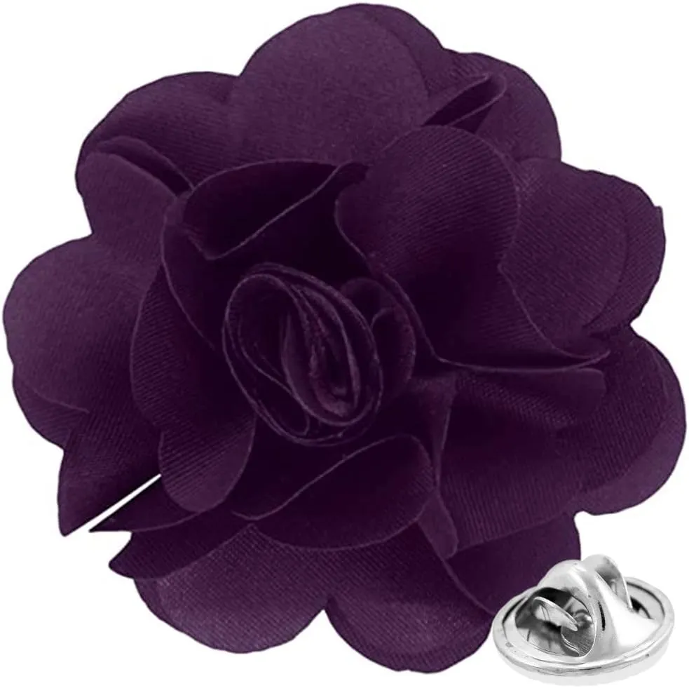 Vittorio Vico Unisex Satin Solid Flower Lapel Pin