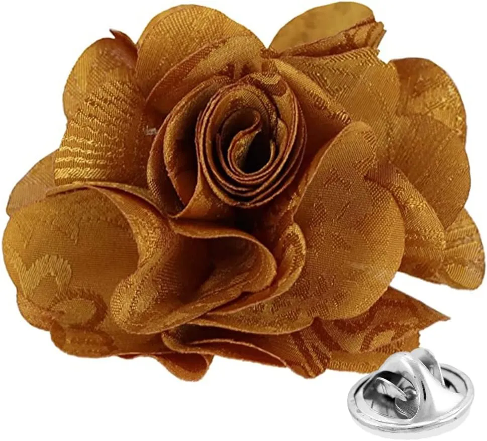 Vittorio Vico Unisex Satin Solid Flower Lapel Pin