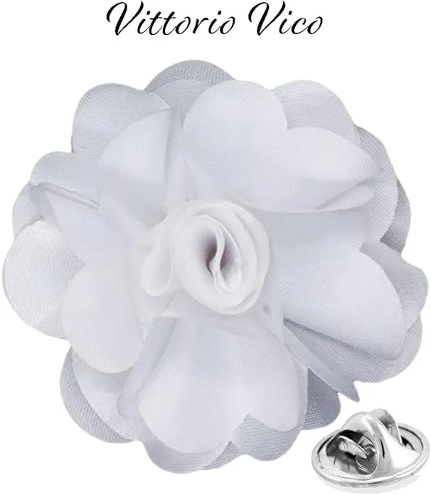 Vittorio Vico Unisex Satin Solid Flower Lapel Pin