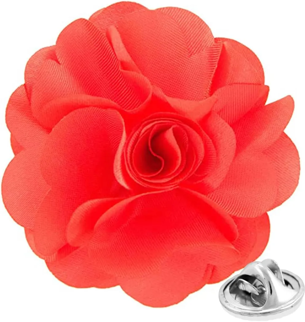 Vittorio Vico Unisex Satin Solid Flower Lapel Pin