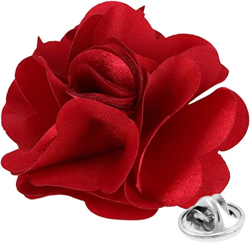 Vittorio Vico Unisex Satin Solid Flower Lapel Pin