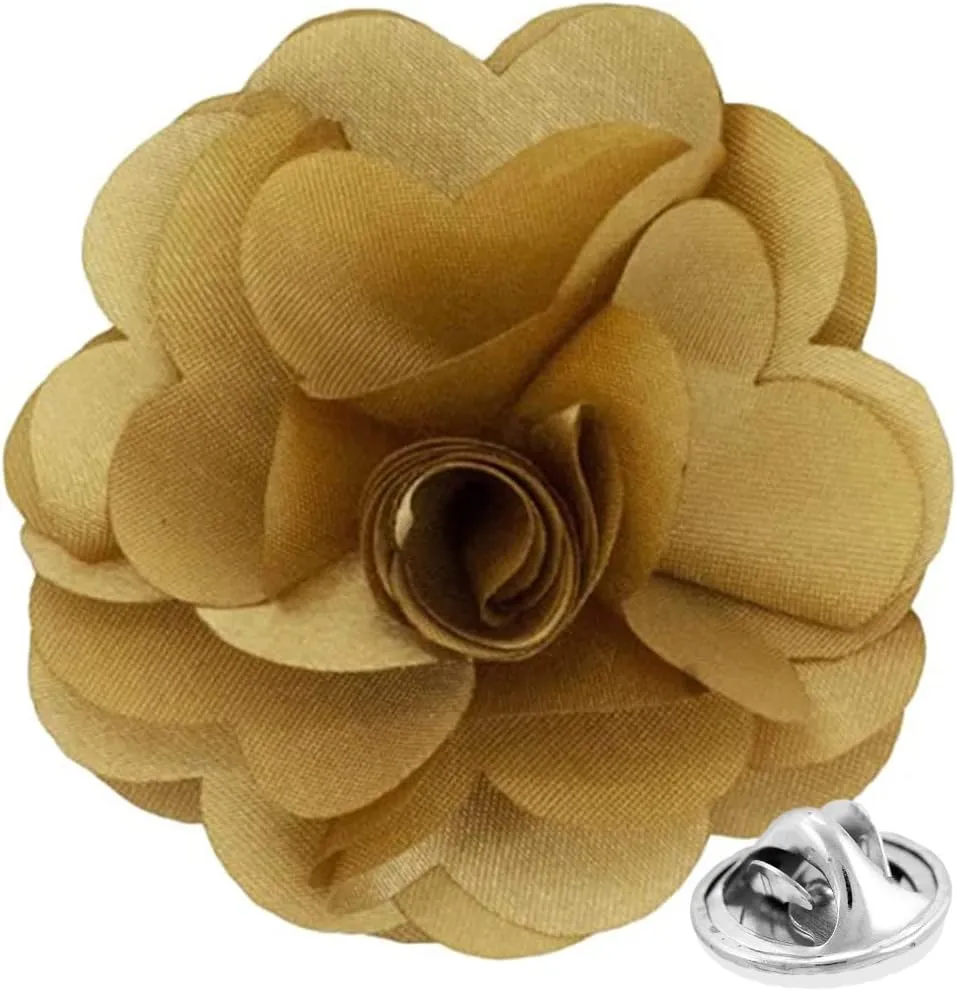 Vittorio Vico Unisex Satin Solid Flower Lapel Pin