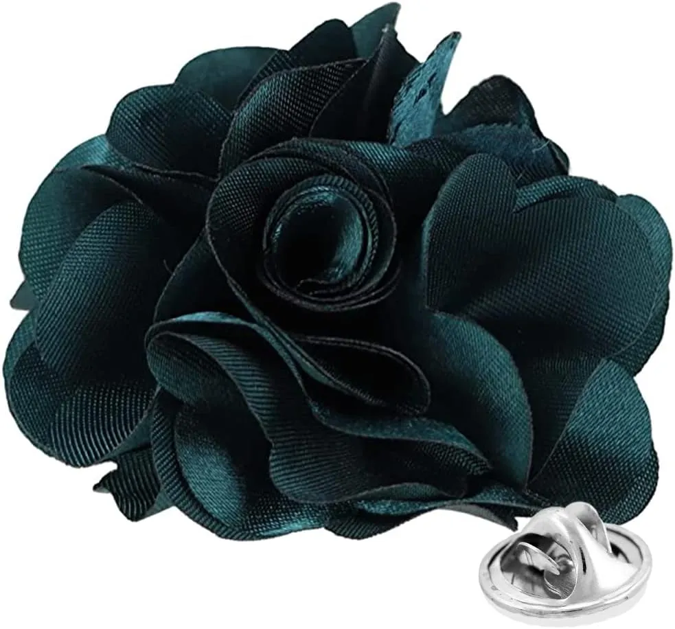 Vittorio Vico Unisex Satin Solid Flower Lapel Pin