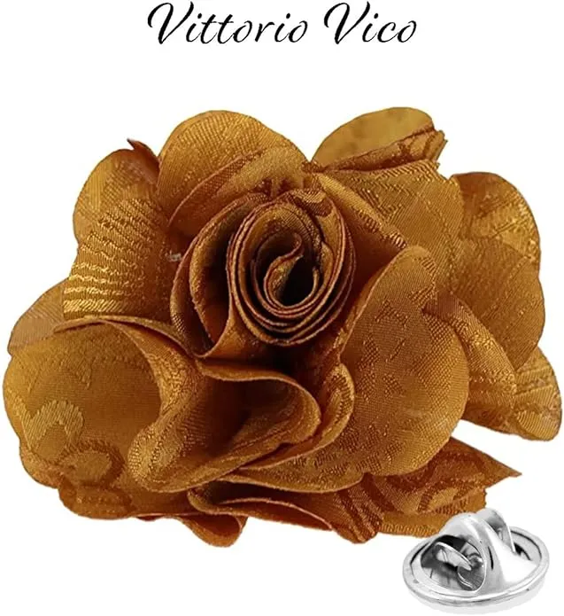 Vittorio Vico Unisex Satin Solid Flower Lapel Pin