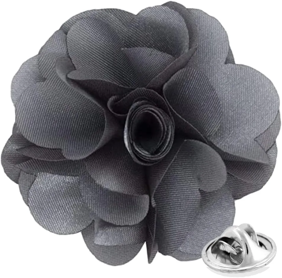 Vittorio Vico Unisex Satin Solid Flower Lapel Pin