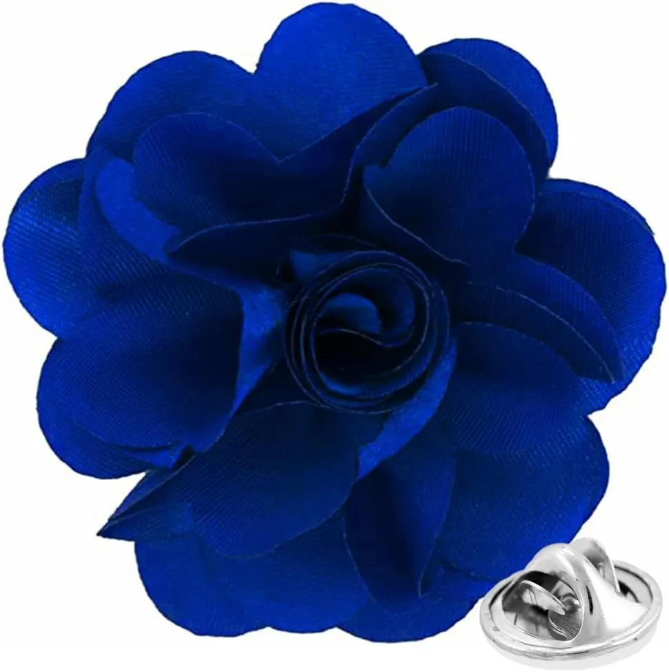 Vittorio Vico Unisex Satin Solid Flower Lapel Pin