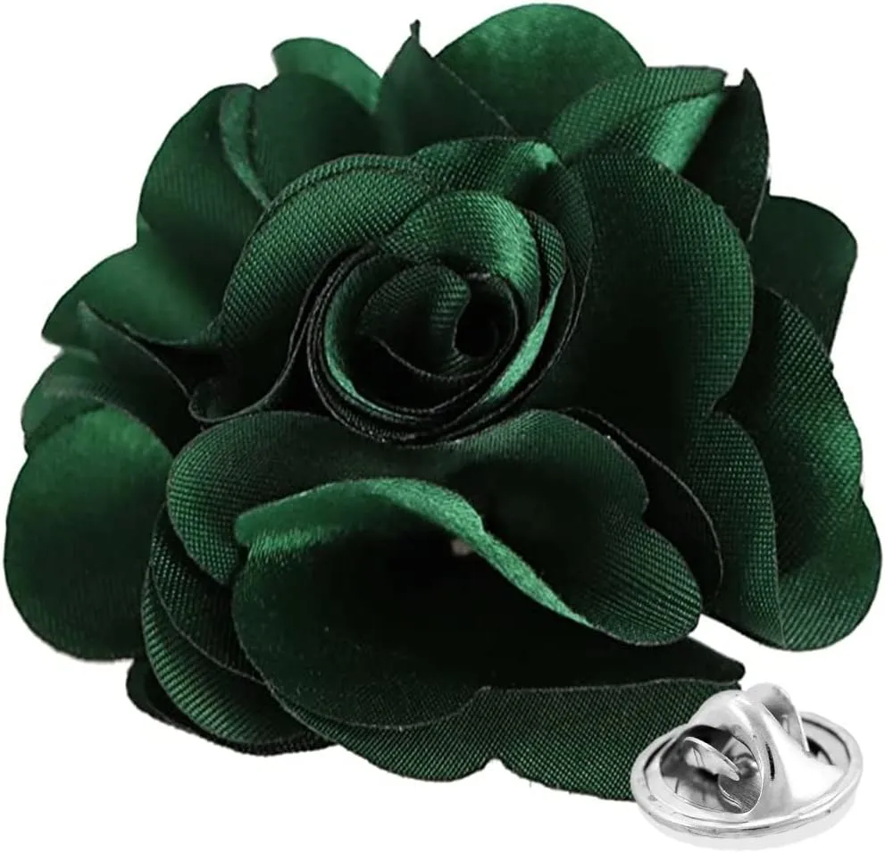 Vittorio Vico Unisex Satin Solid Flower Lapel Pin