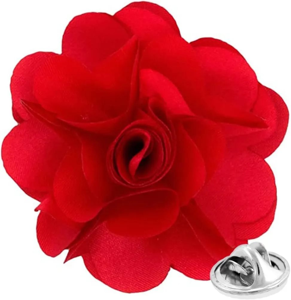 Vittorio Vico Unisex Satin Solid Flower Lapel Pin