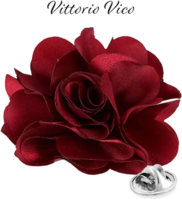 Vittorio Vico Unisex Satin Solid Flower Lapel Pin