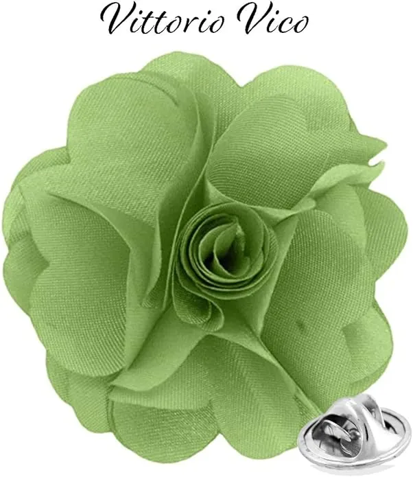 Vittorio Vico Unisex Satin Solid Flower Lapel Pin