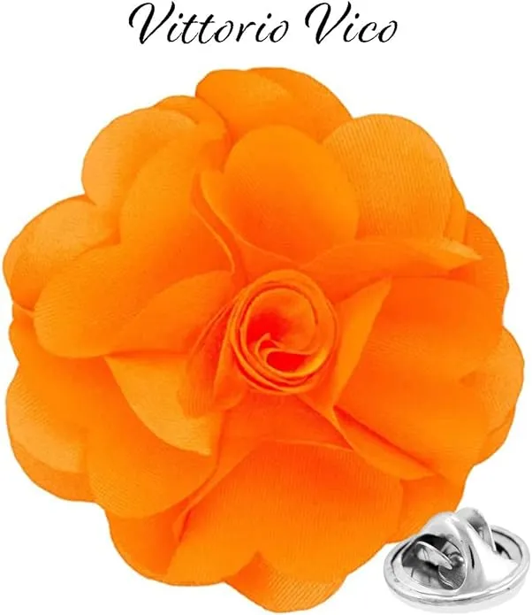 Vittorio Vico Unisex Satin Solid Flower Lapel Pin