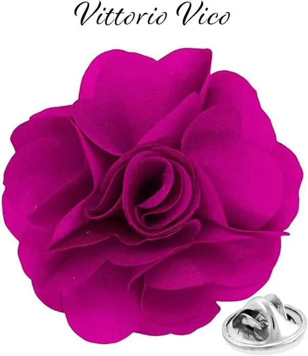 Vittorio Vico Unisex Satin Solid Flower Lapel Pin