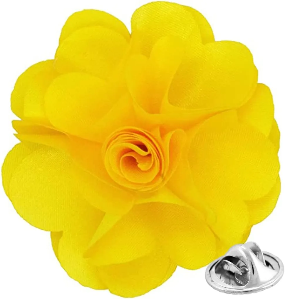 Vittorio Vico Unisex Satin Solid Flower Lapel Pin