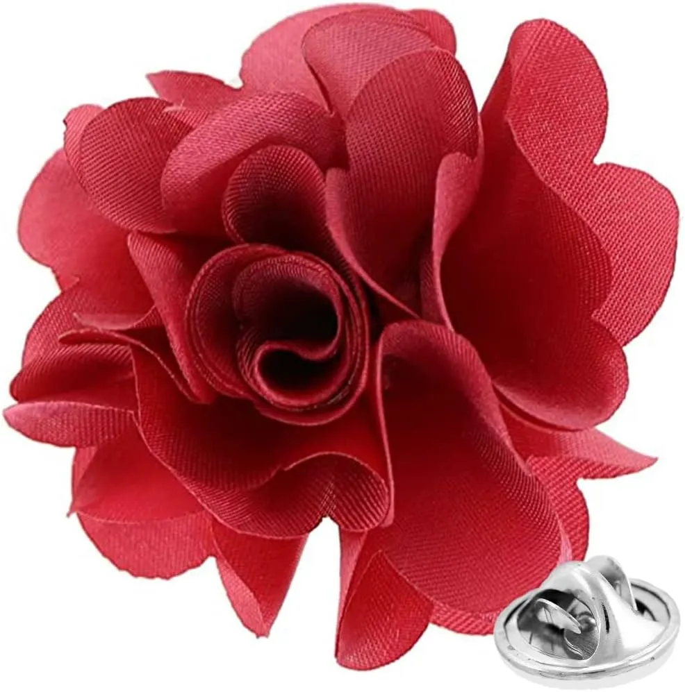 Vittorio Vico Unisex Satin Solid Flower Lapel Pin