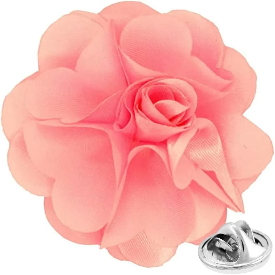 Vittorio Vico Unisex Satin Solid Flower Lapel Pin