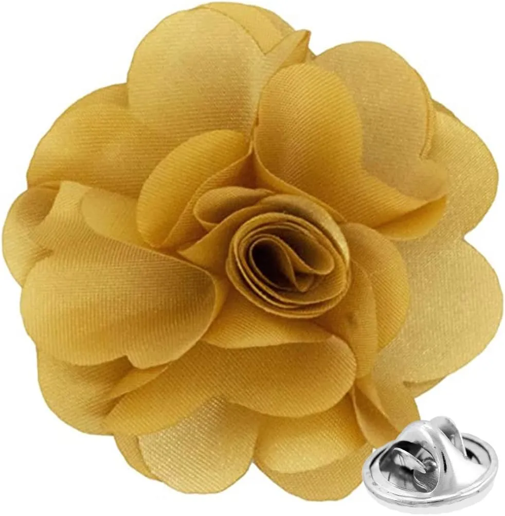 Vittorio Vico Unisex Satin Solid Flower Lapel Pin