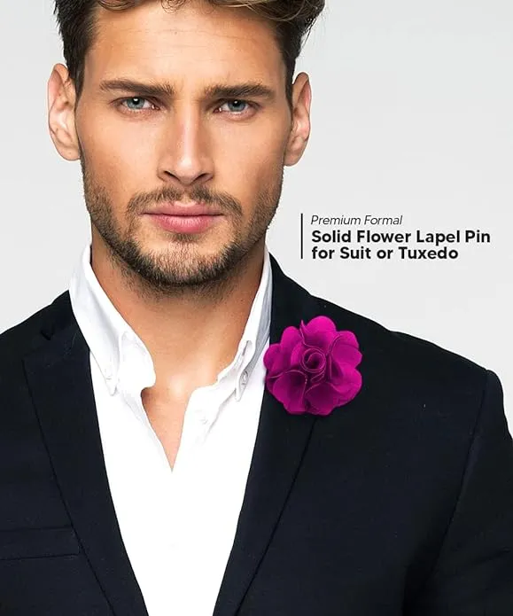 Vittorio Vico Unisex Satin Solid Flower Lapel Pin