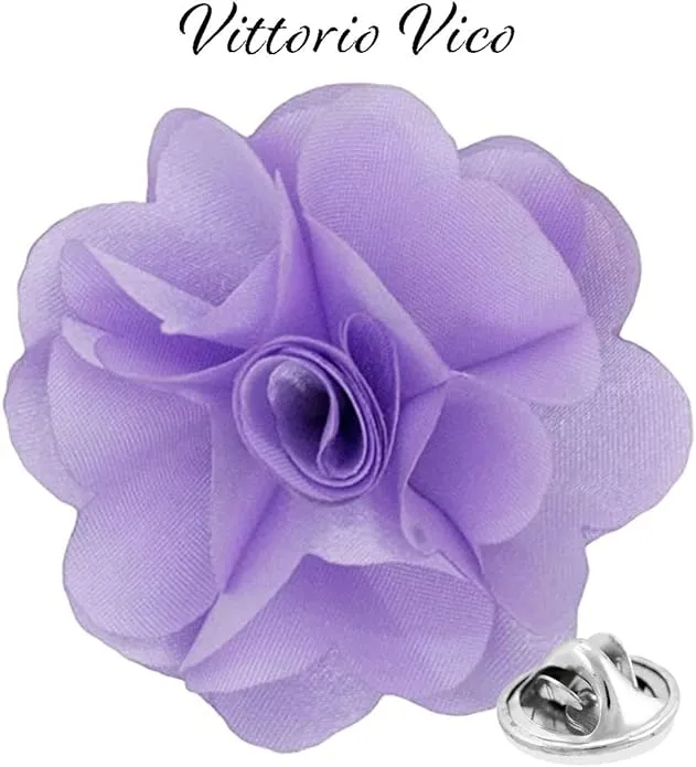 Vittorio Vico Unisex Satin Solid Flower Lapel Pin