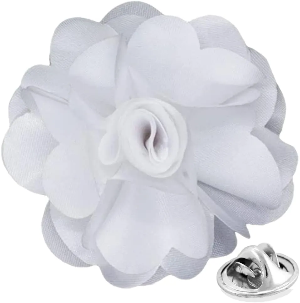 Vittorio Vico Unisex Satin Solid Flower Lapel Pin