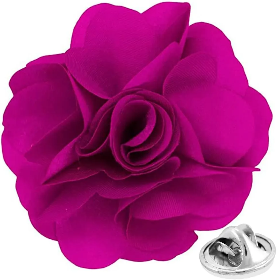 Vittorio Vico Unisex Satin Solid Flower Lapel Pin