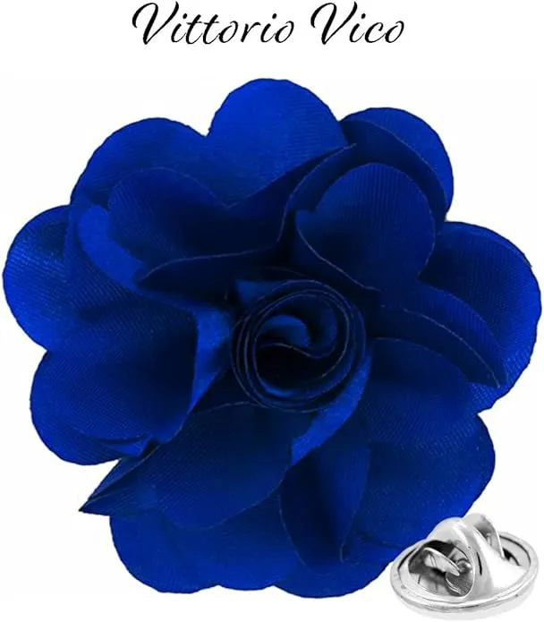 Vittorio Vico Unisex Satin Solid Flower Lapel Pin